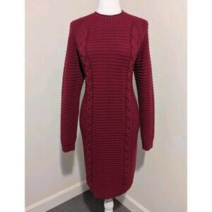 Banana Republic Red Cable Knit Ribbed sweater dress L
